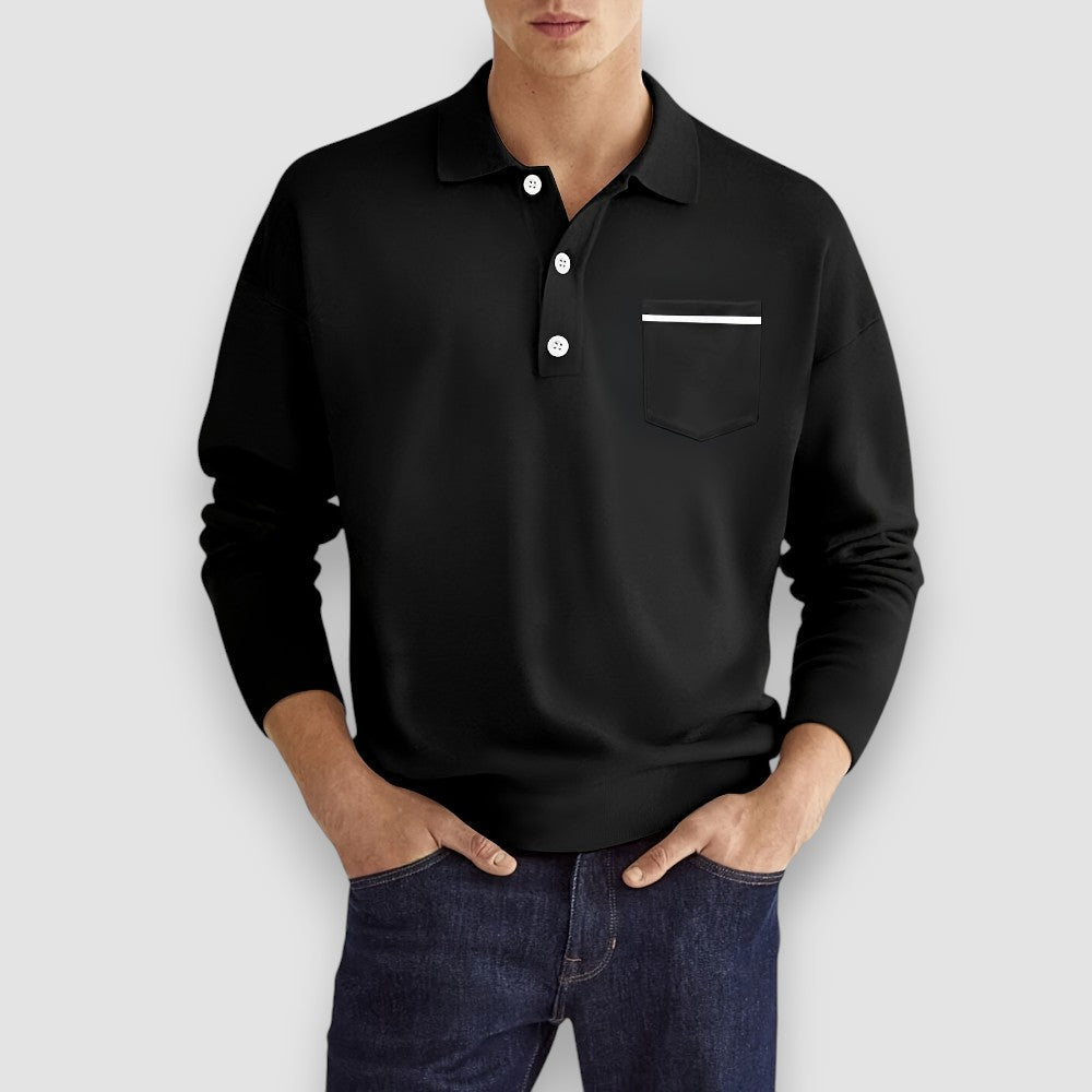 MarenStretch™ Long Sleeve Polo — Sleek Comfort, Effortless Style