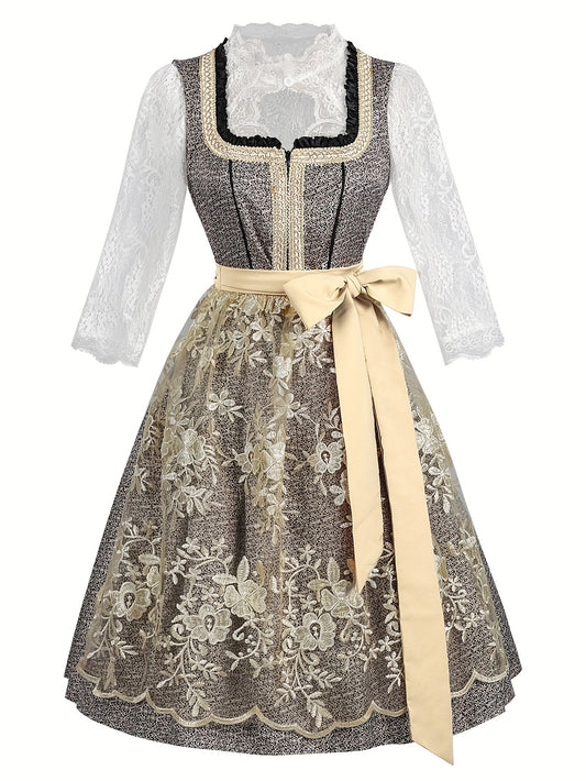 Vintage Dirndl Dress – Elegant Traditional Oktoberfest Dress with Embroidery