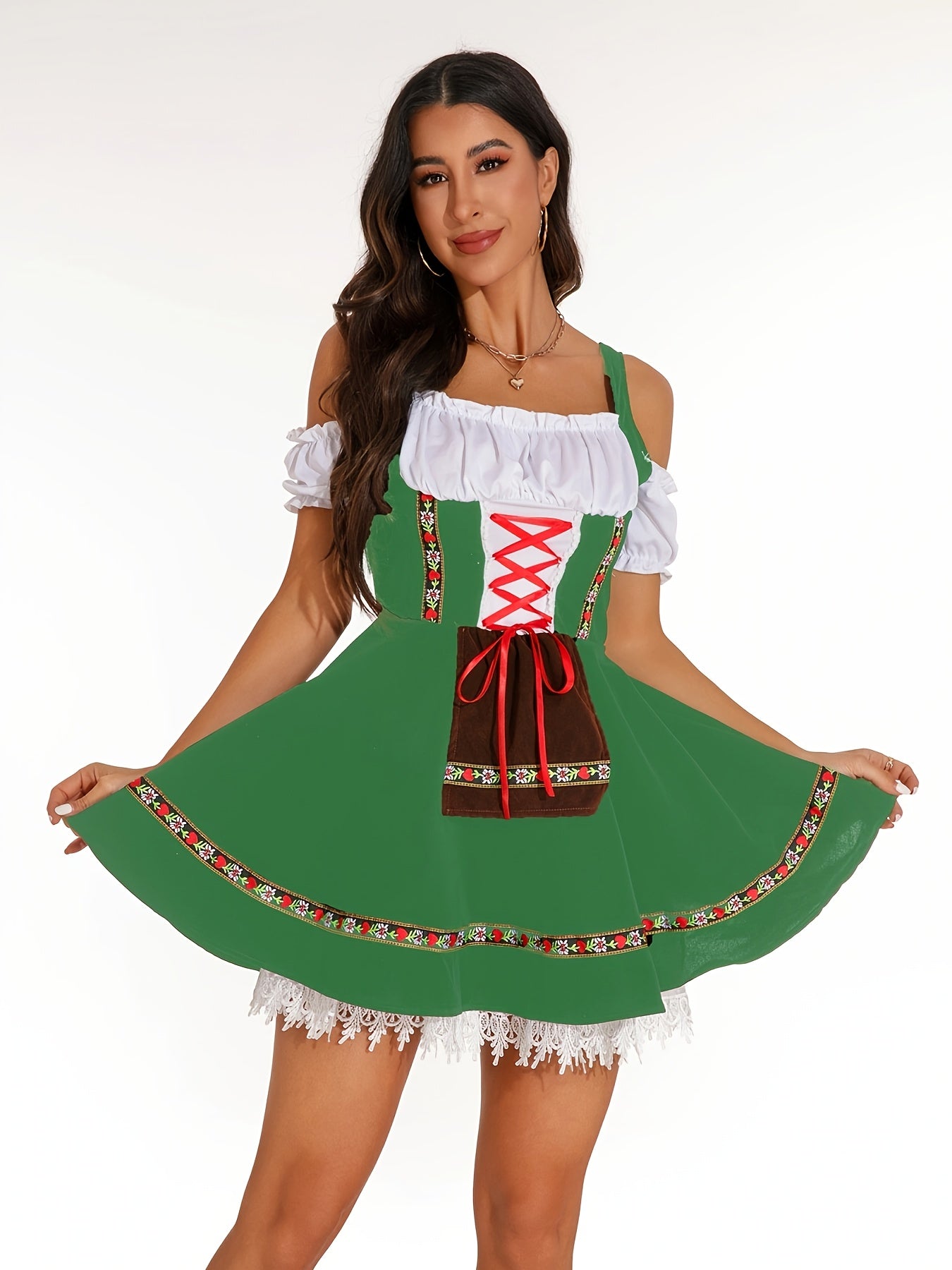 VintageGreen Dirndl Dress – Classic Bavarian Oktoberfest Dress with Flattering Fit