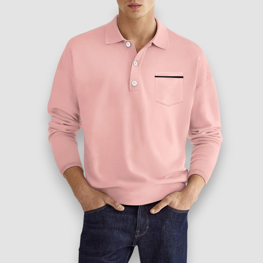 MarenStretch™ Long Sleeve Polo — Sleek Comfort, Effortless Style