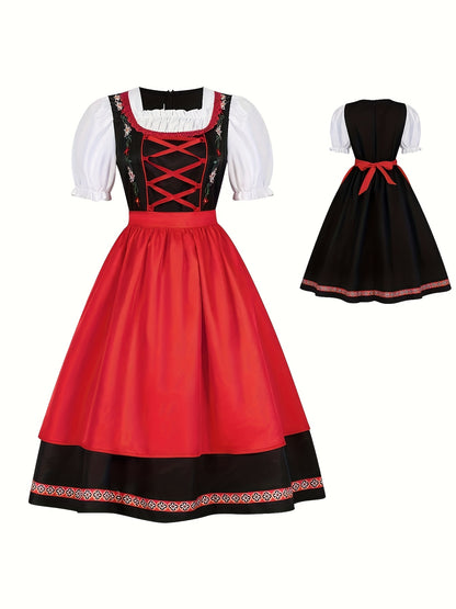 FestiLace Dirndl Dress – Traditional Alpine Folk Dress with Floral Embroidery