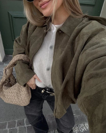 ElaraVelvet Bomber™ — Plush Layers, Effortless Style