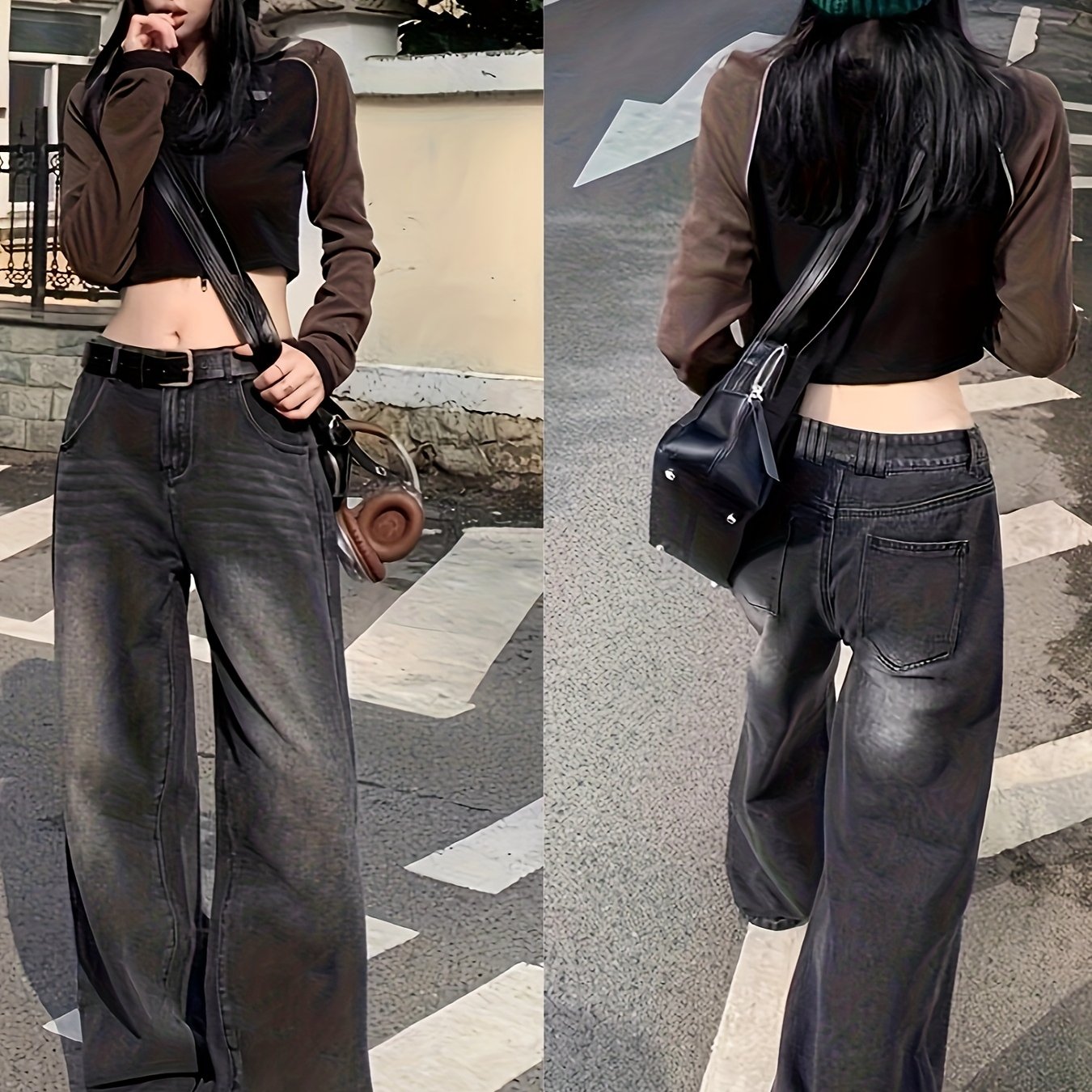 RetroLoom Vintage Denim Pants – Distressed Wide-Leg High-Waisted Jeans with Soft Comfort