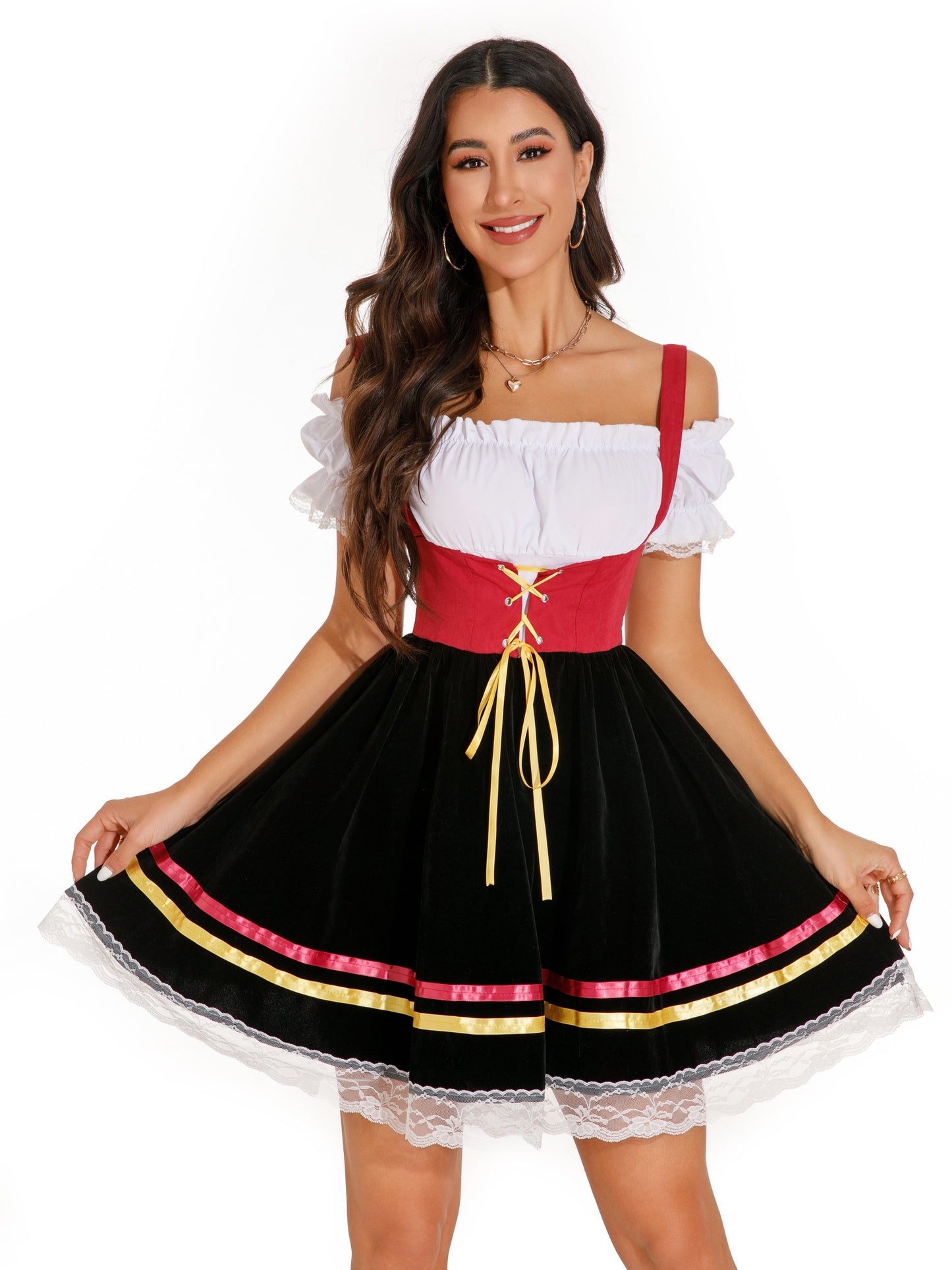 FestivaDress – Elegant Oktoberfest Dirndl Dress with Ribbon Lacing