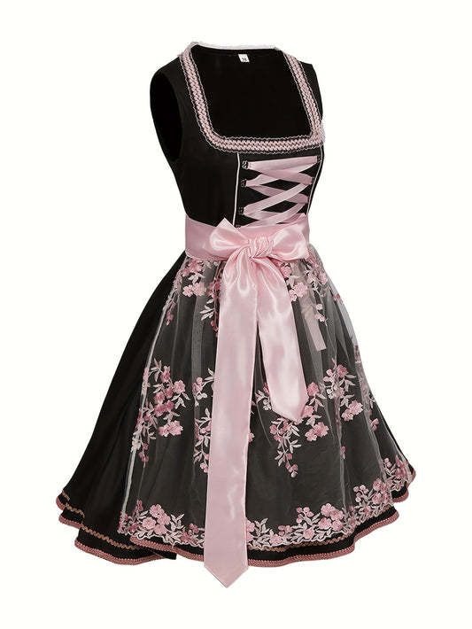 RosaMira Dirndl Dress – Floral Embroidered Oktoberfest Dress with Lace Trim