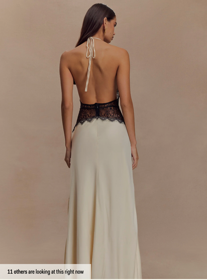 SerennaLuxe™ Satin Lace Dress — Sculpted Elegance, Effortless Grace