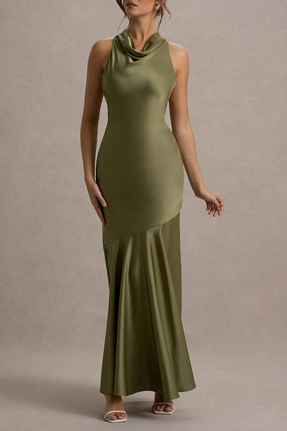 Satin Halter Dress™ — Draped Elegance, Tailored Comfort