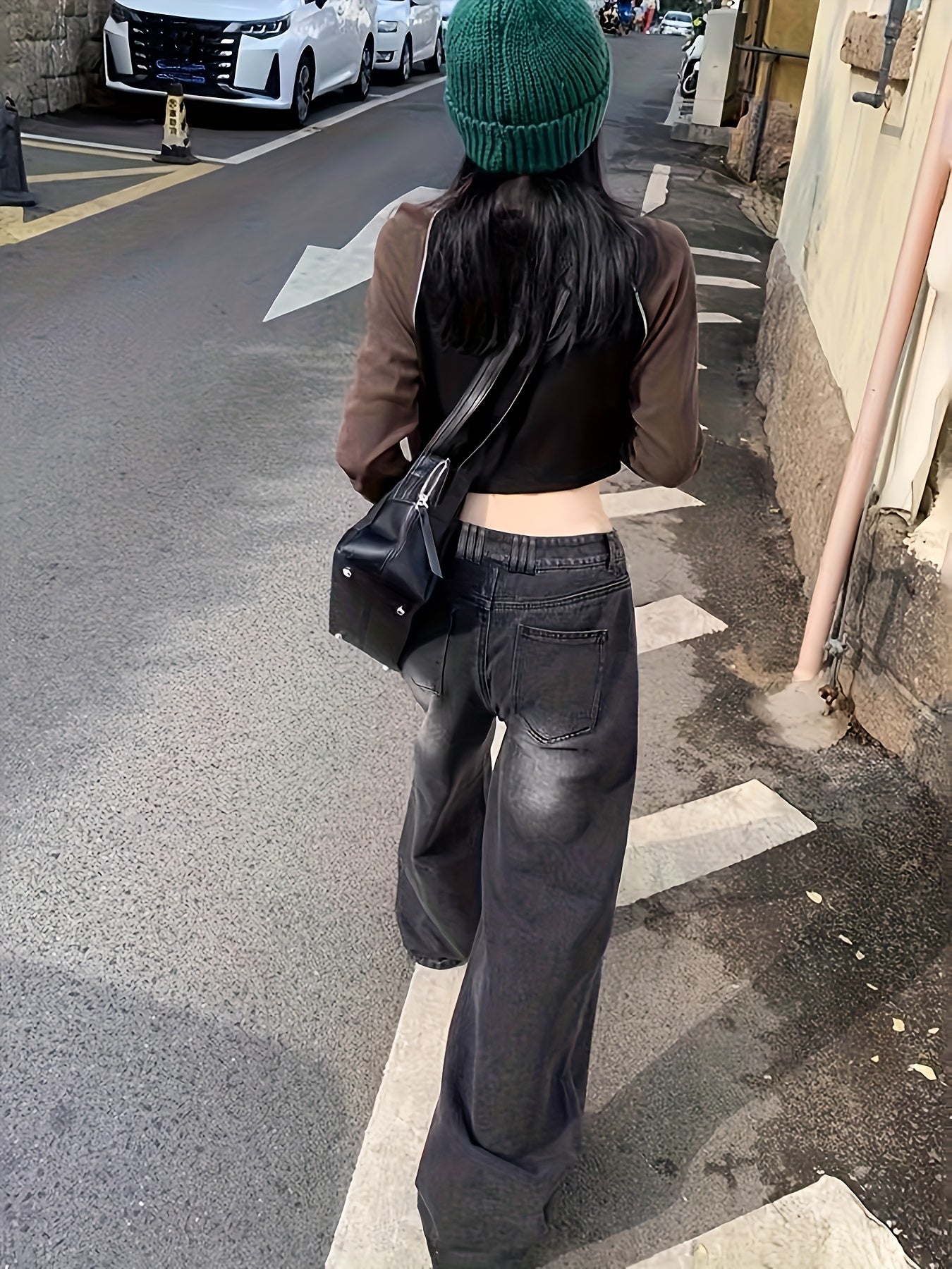 RetroLoom Vintage Denim Pants – Distressed Wide-Leg High-Waisted Jeans with Soft Comfort