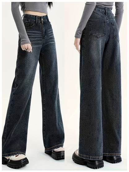RetroFlex Wide-Leg Black Jeans – High-Rise Vintage Denim for All-Day Comfort