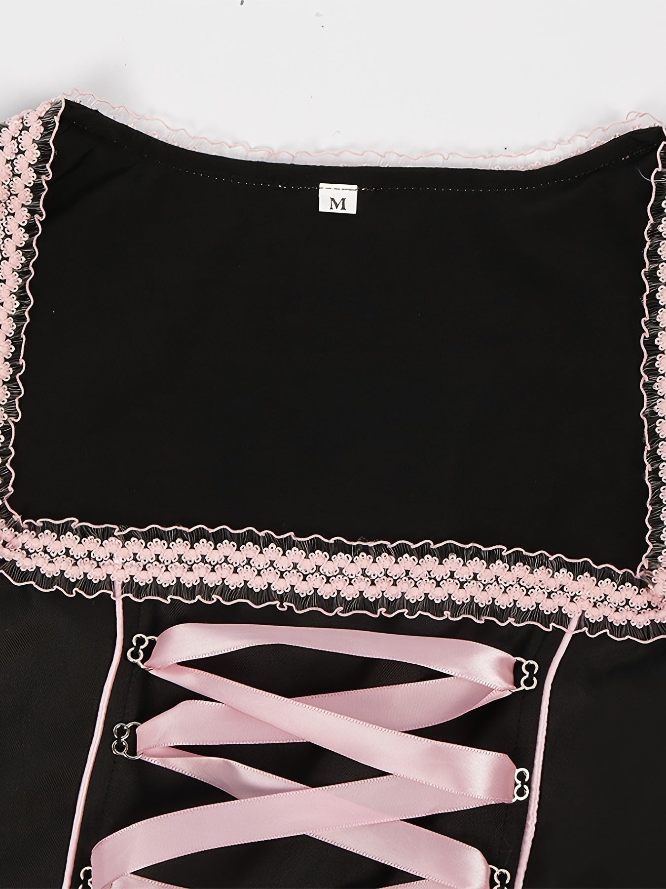 RosetteCharm Dirndl – Elegant Black Floral Embroidered Dress with Satin Sash