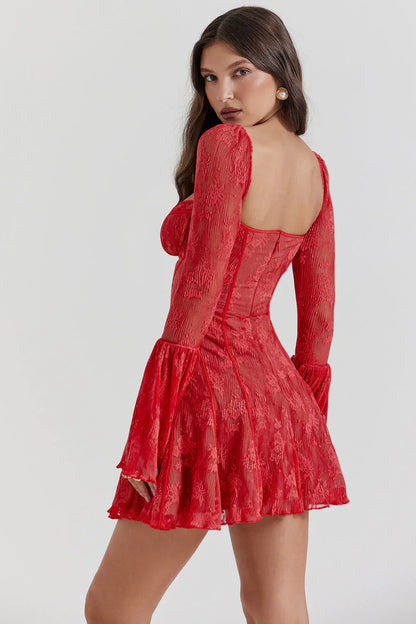 AlessinaSilk™ Lace Dress — Sculpted Elegance in Soft Lace