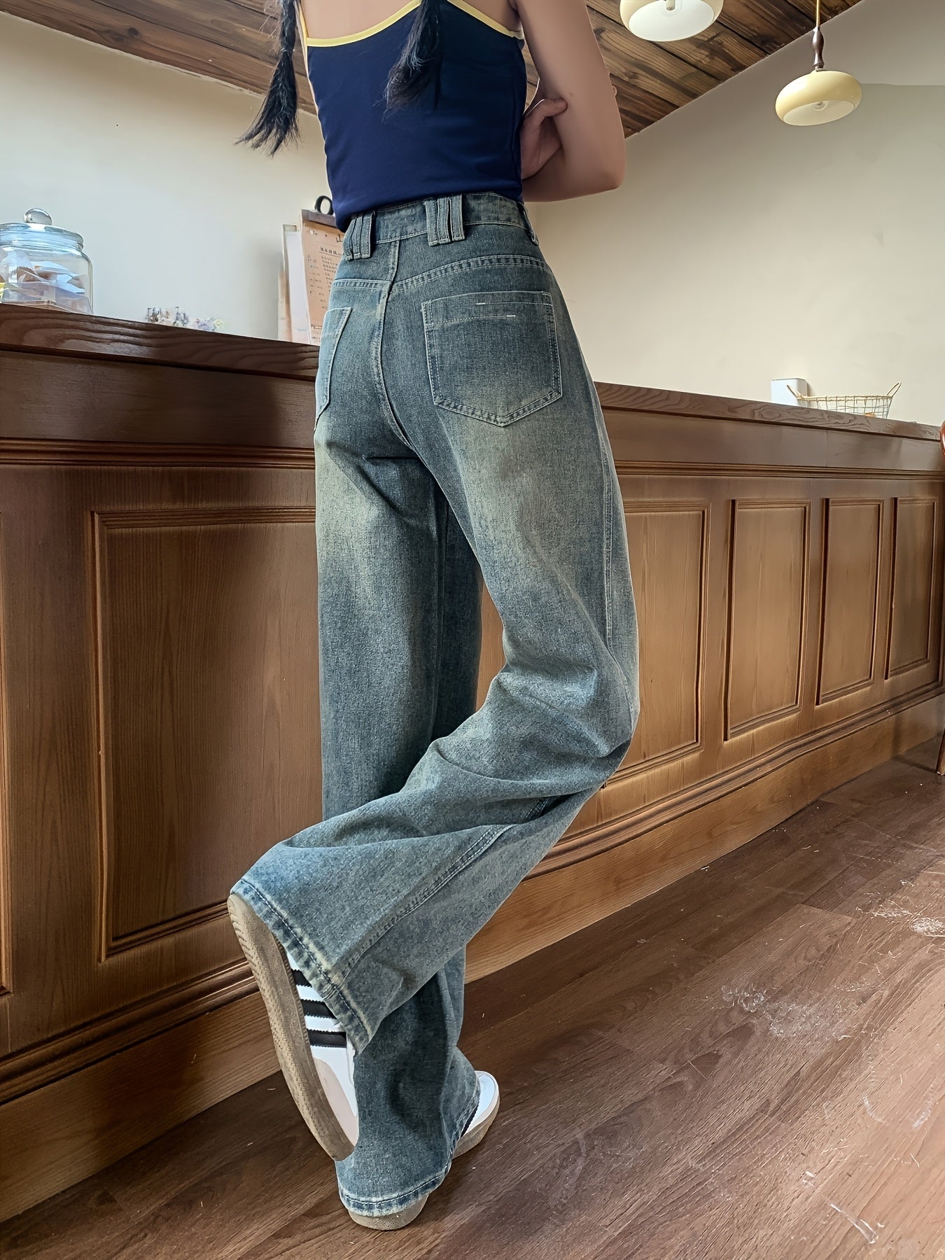 RetroVale Wide-Leg Jeans – High-Waisted Vintage Denim with Boot Cut Fit