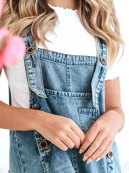 Loose Fit Distressed Denim Overalls™ — Effortless Comfort, Laid-Back Chic