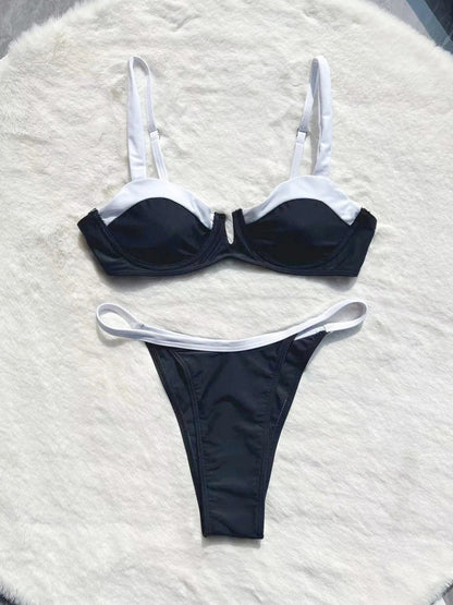 AriaEdge™ Contrast Bikini Set — Sleek Fit, Bold Poolside Confidence
