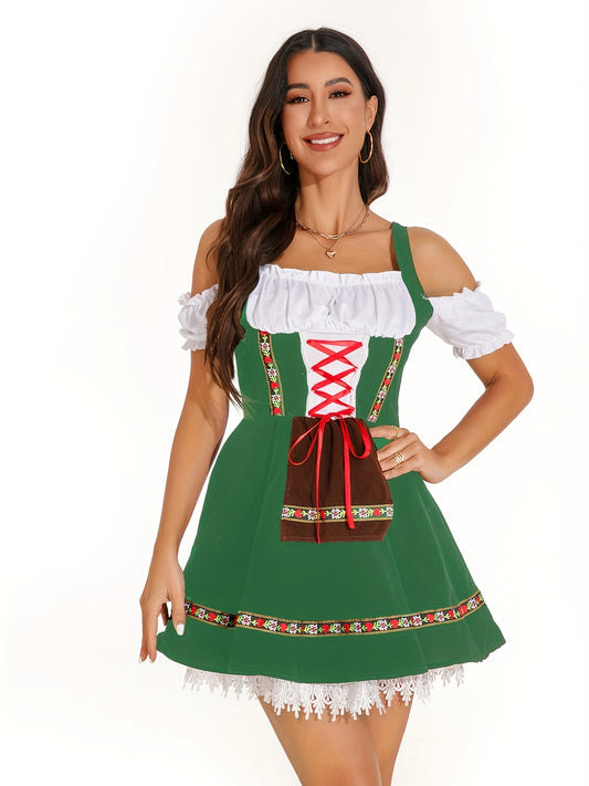 VintageGreen Dirndl Dress – Classic Bavarian Oktoberfest Dress with Flattering Fit