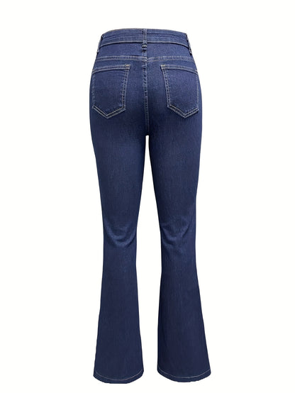 Retro High-Rise Wide-Leg Jeans – Figure-Flattering Vintage Denim with Button Details