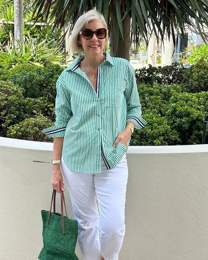 Liora Stripe Shirt™ — Polished Comfort, Effortless Style