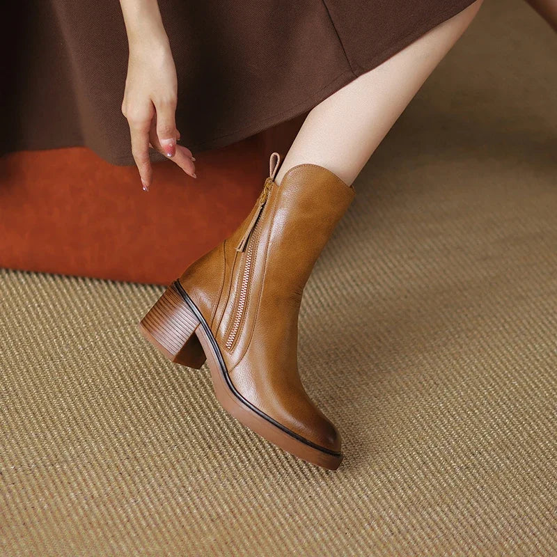 LioraStep™ Leather Ankle Boots — Polished Comfort, Everyday Confidence