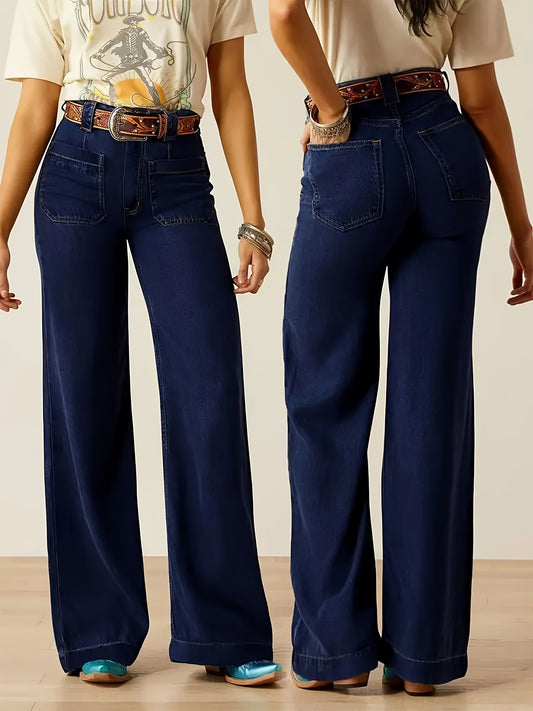Wide-Leg High-Rise Denim – Stylish Stretchy Bootcut Jeans for Comfort