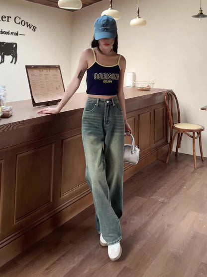 RetroVale Wide-Leg Jeans – High-Waisted Vintage Denim with Boot Cut Fit