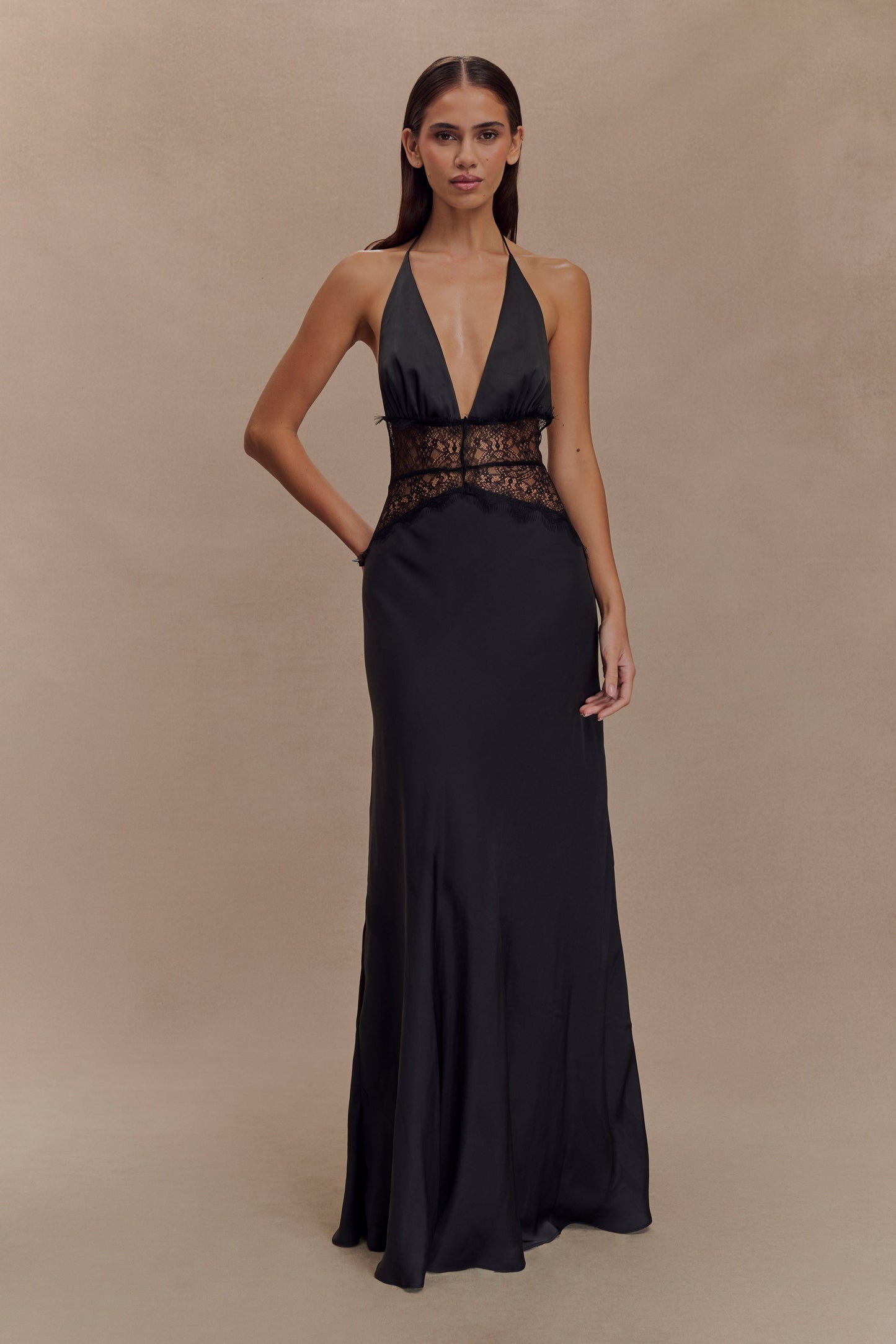 SerennaLuxe™ Satin Lace Dress — Sculpted Elegance, Effortless Grace