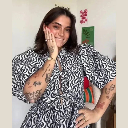 Leopard Bow Puff Sleeve Top™ — Feminine Flair Meets Effortless Charm