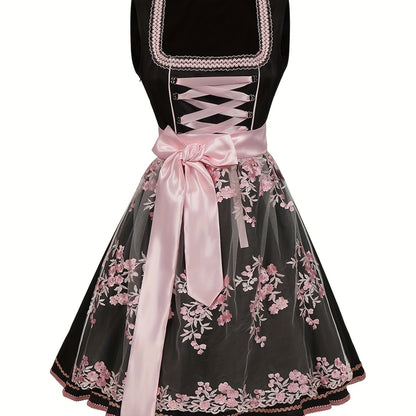 RosaMira Dirndl Dress – Floral Embroidered Oktoberfest Dress with Lace Trim