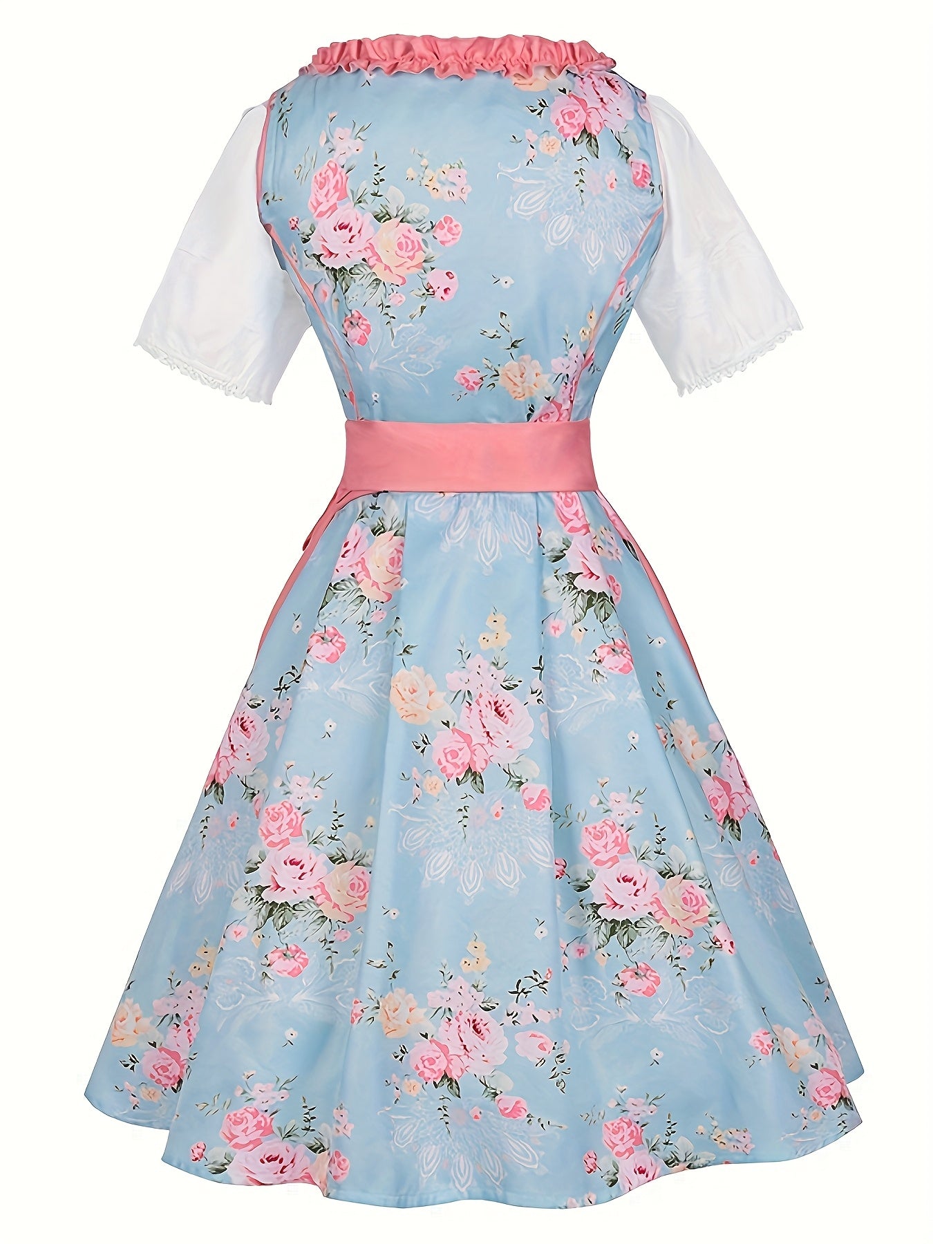 PastelBloom Dress – Knee-Length Floral Slip Dress with Corset Bodice