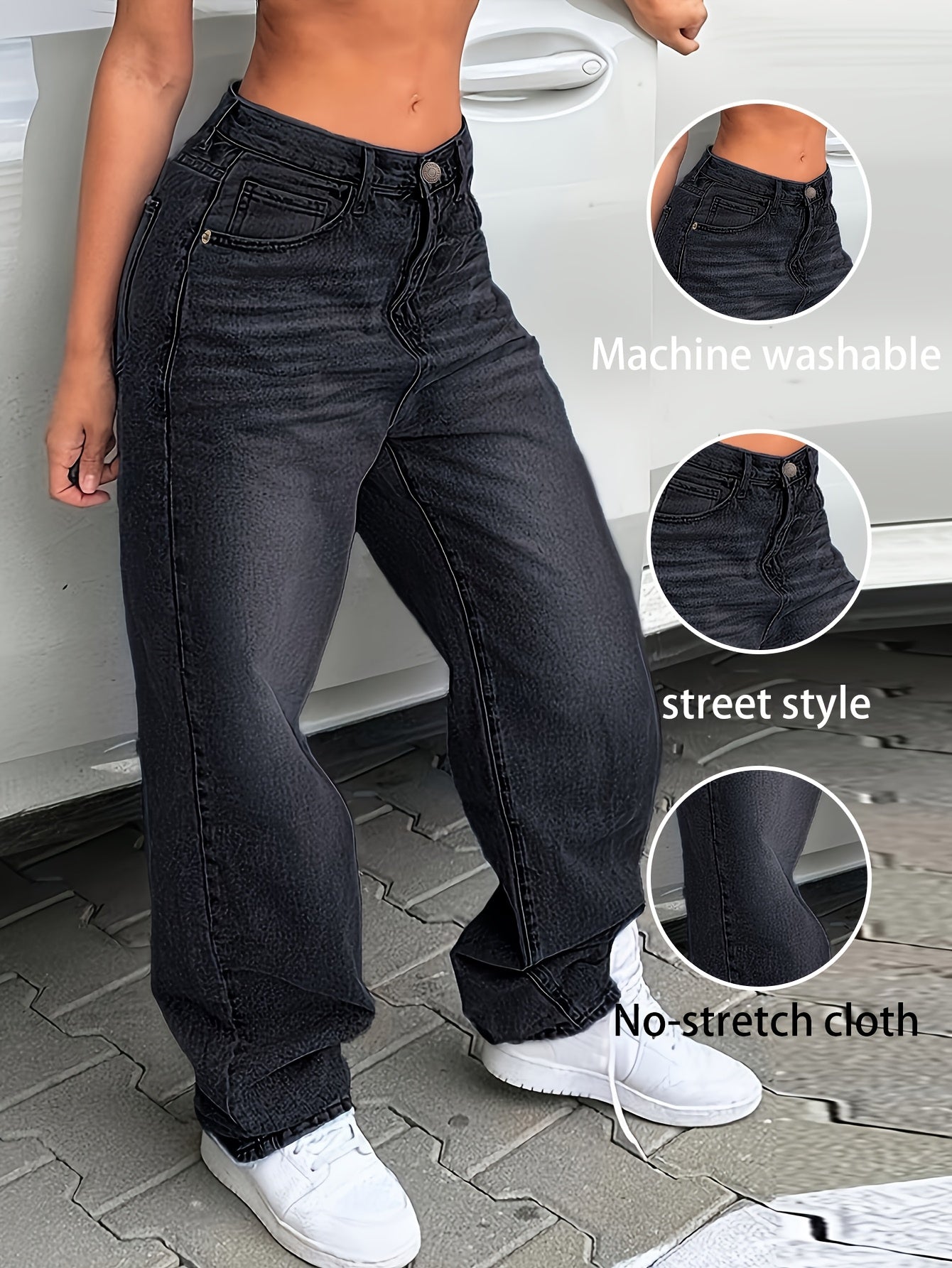 RetroWeave Vintage Jeans – Loose Fit Light-Wash Denim for Streetwear Style