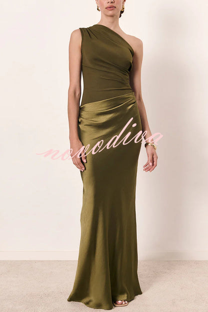 Luxe Satin One-Shoulder Dress™ — Graceful Draping, Striking Silhouette