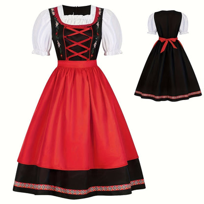 FestiLace Dirndl Dress – Traditional Alpine Folk Dress with Floral Embroidery