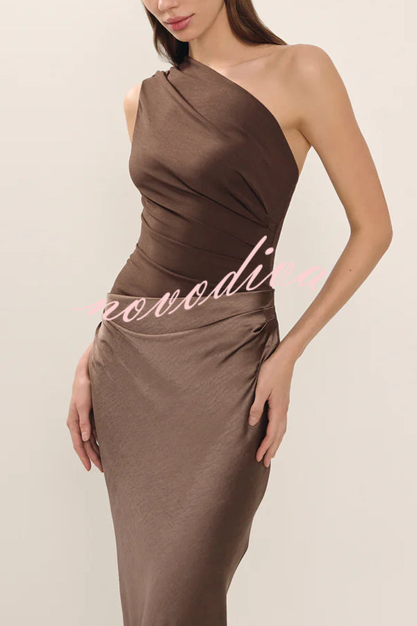 Luxe Satin One-Shoulder Dress™ — Graceful Draping, Striking Silhouette